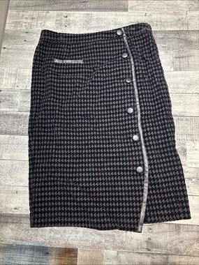 Voodoo Vixen Val Flocked Houndstooth Pencil Skirt
